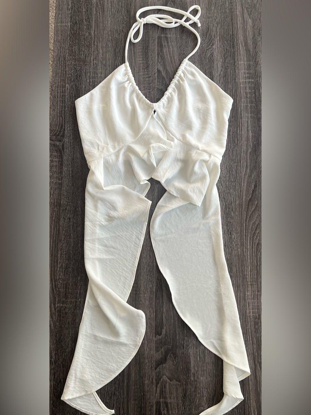 Women's White flowing halter Crop Top | size large